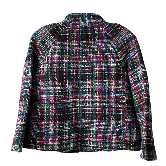 TALBOTS | Multicolored Tweed Wool Blend 90s Blazer Jacket Size 8P - Picture 3 of 9